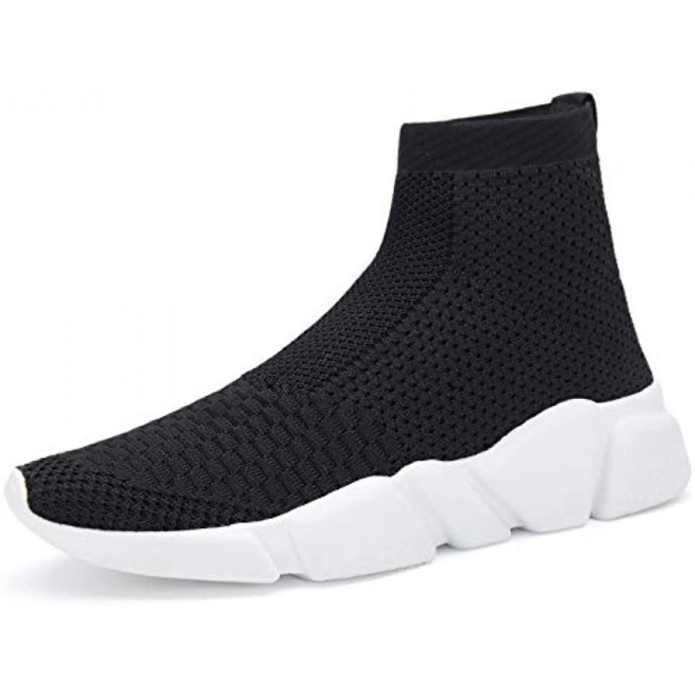 Men's Running Shoes Breathable Knit Slip On Sneakers Black