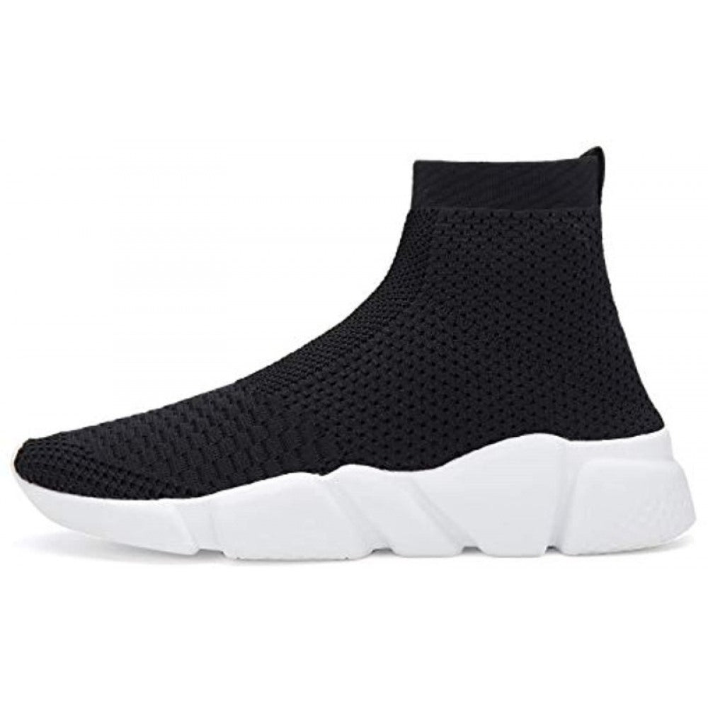 Men's Running Shoes Breathable Knit Slip On Sneakers Black